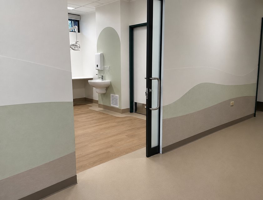 Commercial flooring in a modern dental clinic