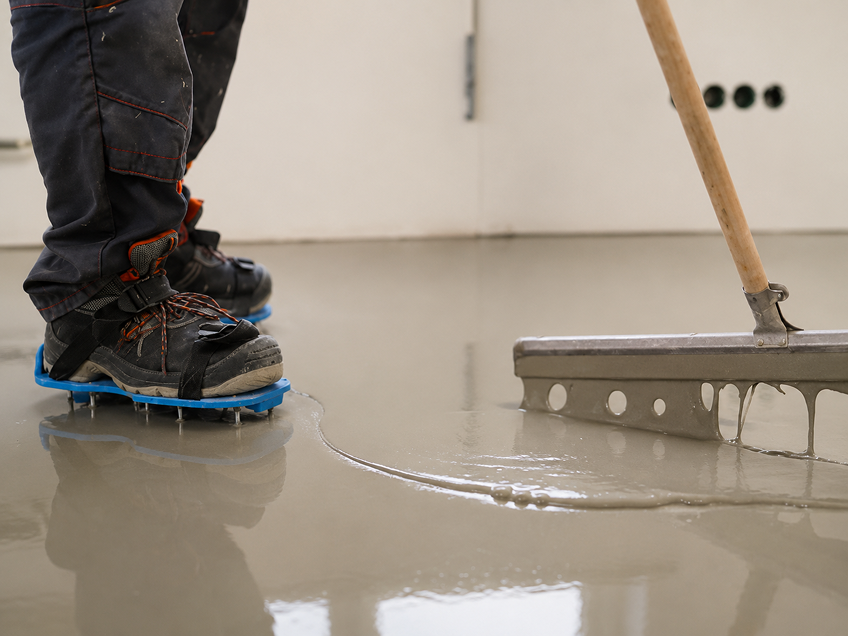 Self-levelling floor application in a commercial building